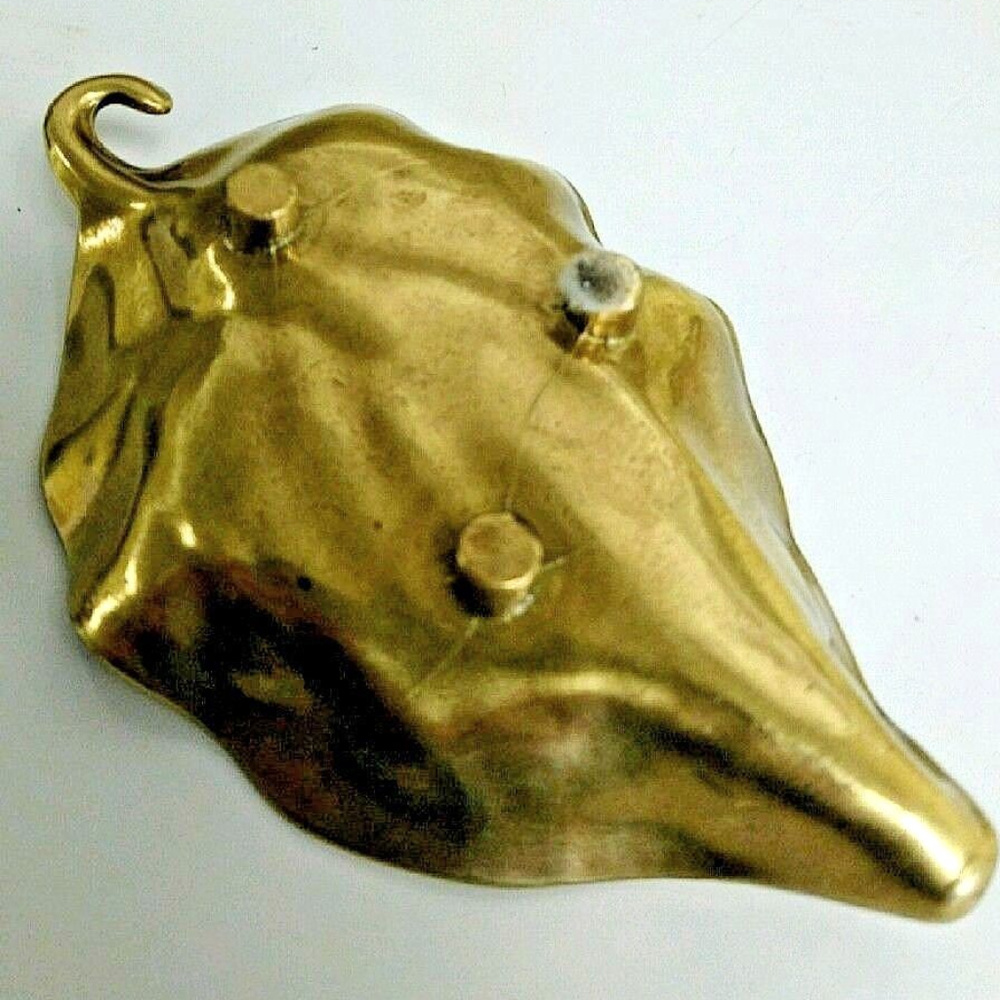 Vintage Baldwin Solid Brass Leaf Shape Ring Holde… - image 2